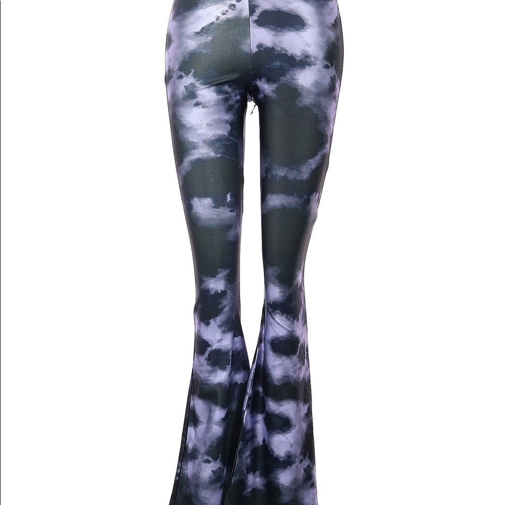 NWT Topshop Lightning Tie Dye Flared Leggings - Size 2 Petite - Picture 3 of 7